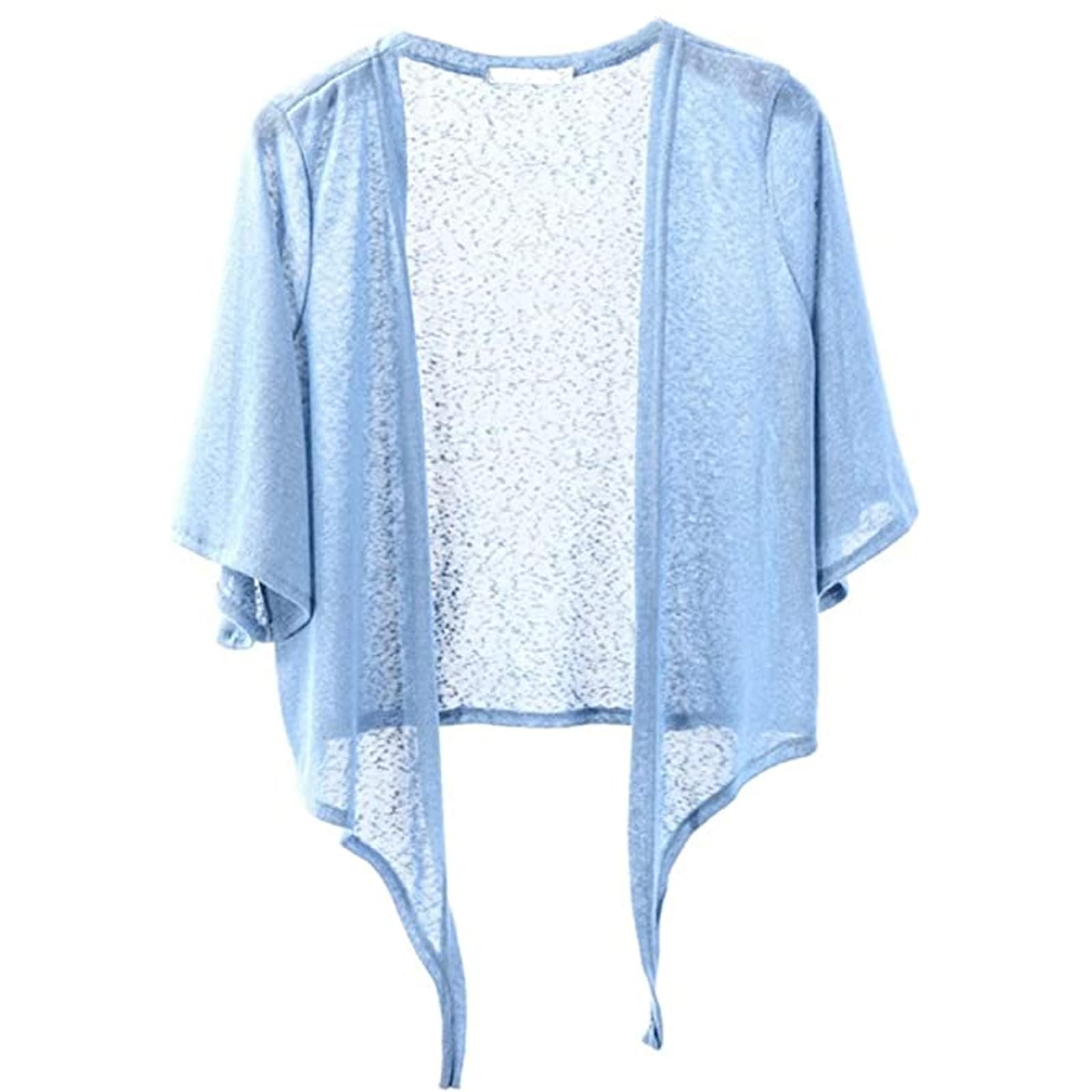 Photo 1 of Shiyifa Women's Shrugs 3/4 Sleeve Open Front Cardigan Lightweight Tie Front Bolero Shrug X-Large Blue