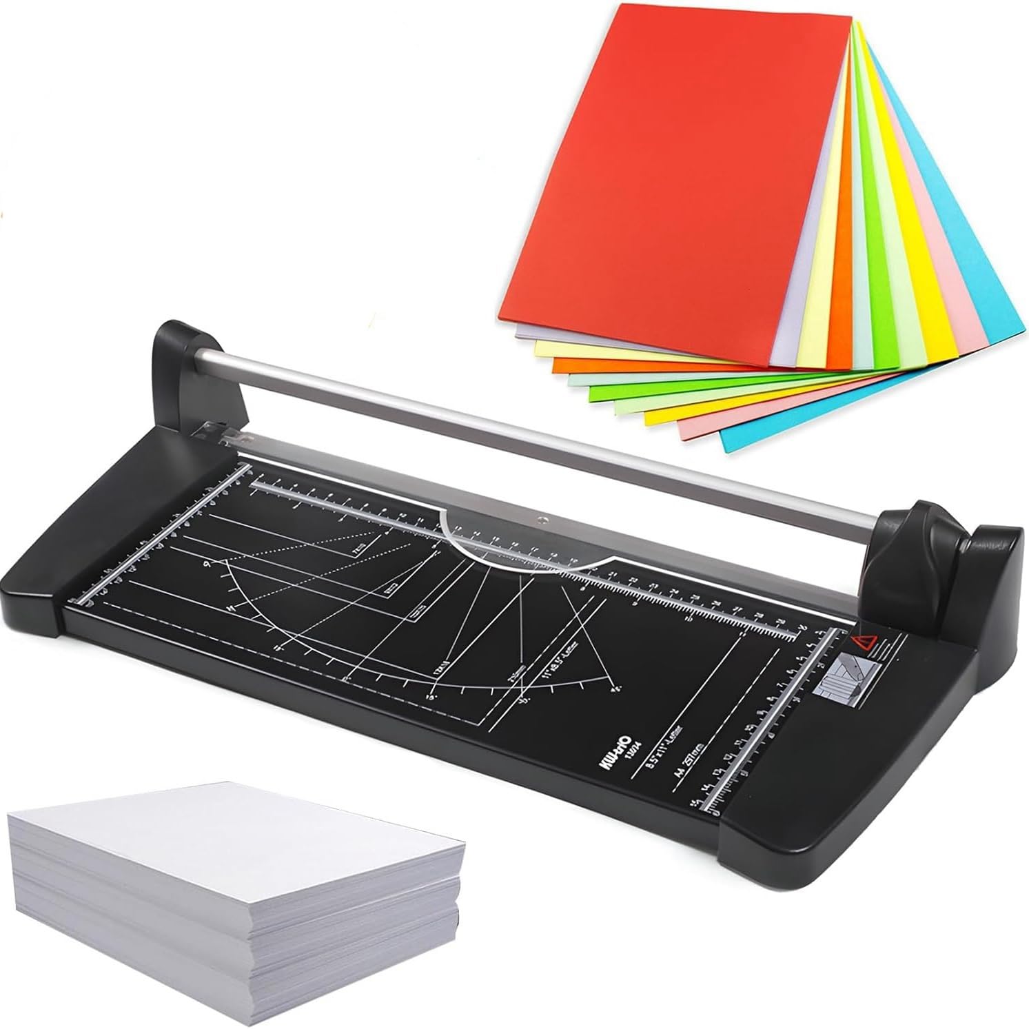 Ręczna obcinarka do papieru, metalowa gilotyna, obrotowy trymer do papieru z linijką, szerokość cięcia 31,8 cm - 60 cm, wytnij 10 arkuszy do papieru, zdjęć, papieru rzemieślniczego, scrapbookingu