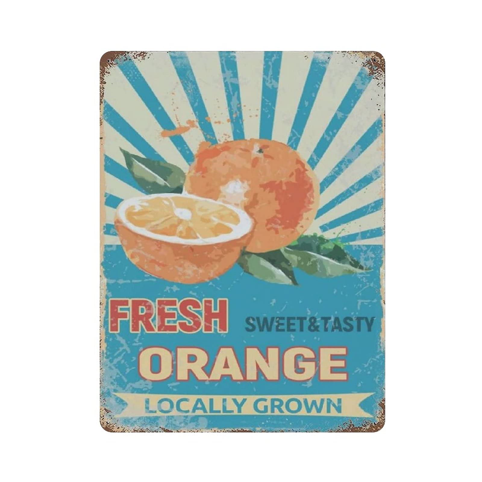 Metal Tin Sign Fresh Orange Sweet Vintage Tin Poster Metal Sign Wall Decoration Country Kitchen Home Garage Decor 16"x12"