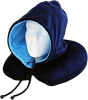 Vista 2 de Wolf Essentials Almohada de cuello con capucha rellena de fibra, compacta, perfecta para viajes en avión y automóvil, negro y carbón