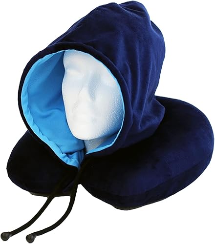 Miniatura 2 de Wolf Essentials Almohada de cuello con capucha rellena de fibra, compacta, perfecta para viajes en avión y automóvil, carbón y vino