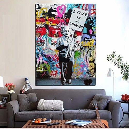 Alenis Big Size Print Graffiti Canvas Painting Holding a Sign Poster Pop Art Wall Picture for Cuadros Decor (Other)