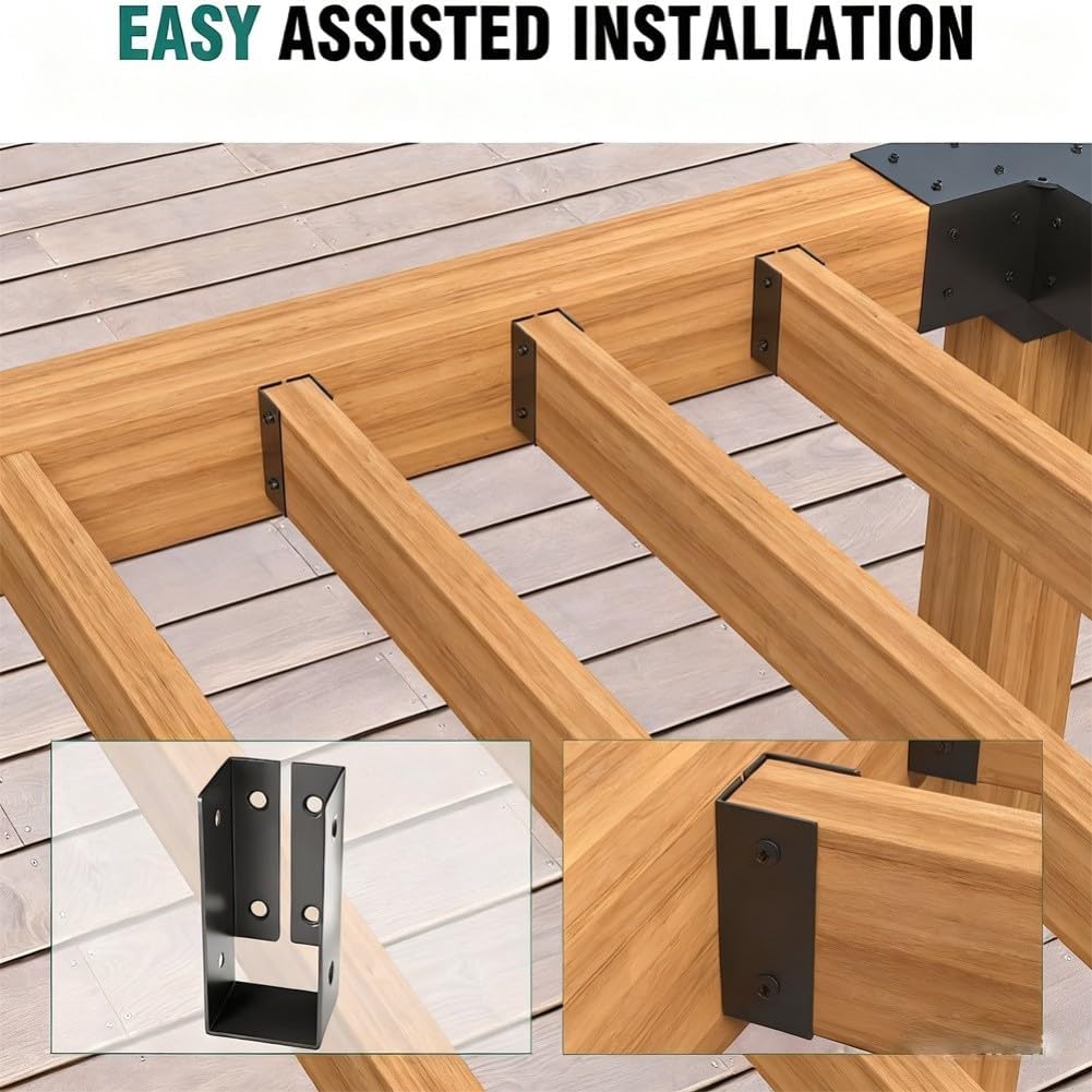 Concealed Joist Hangers for Wood Construction Featuring Steel Brackets for Beam Support in Fence, Shelf, Swing Set, and Stair Applications