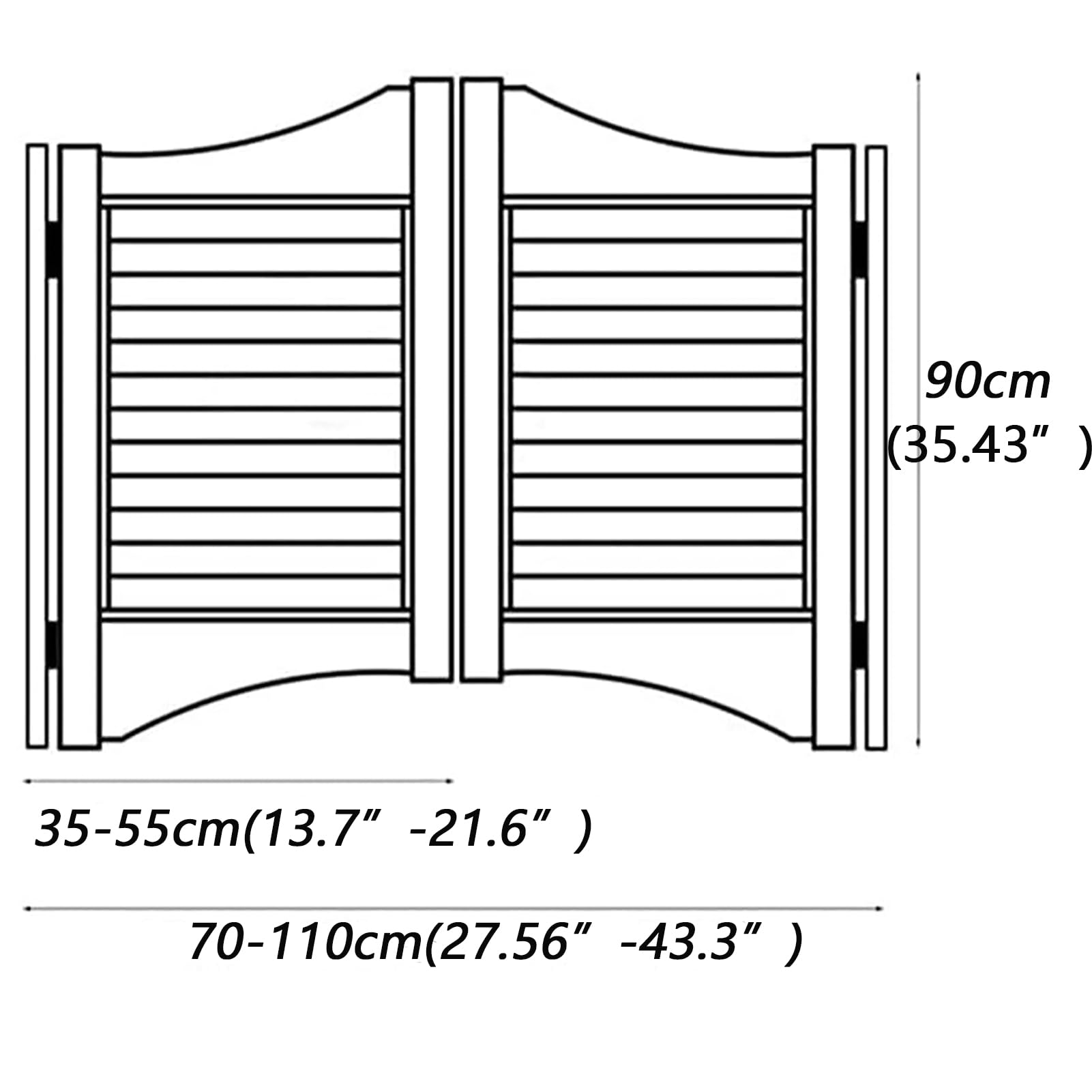 Porte Battante en Bois Interieur, Porte Western Saloon, Porte À Ressort Fermeture Automatique Cloison De Cuisine,70X90cm 27.5X35.4in