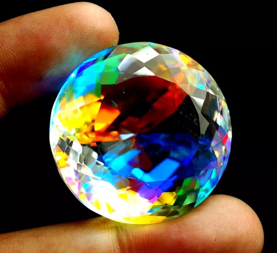 101 Ct Rainbow Color Round Cut Natural Mystic Topaz Certified Loose Gemstone Jewellery for Women