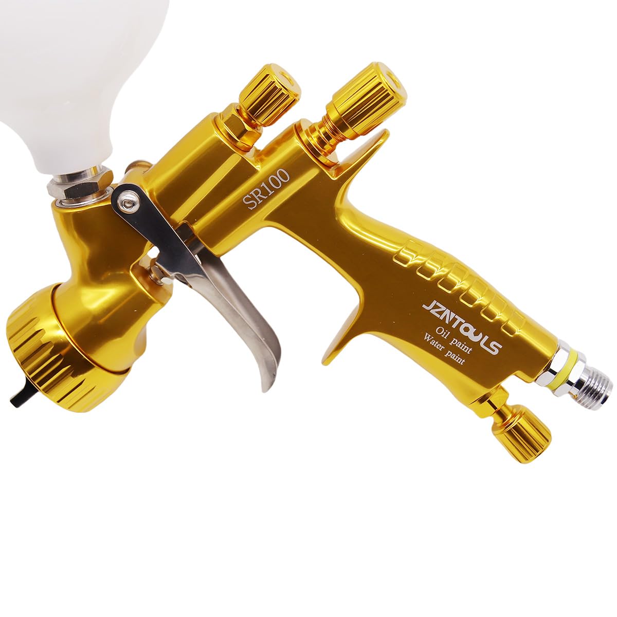 HVLP - Pistola pulverizadora de pintura profesional por gravedad, capacidad de 600 ml, boquilla de acero inoxidable de 1,4 mm, con regulador de presión para pintura a base de agua (boquilla