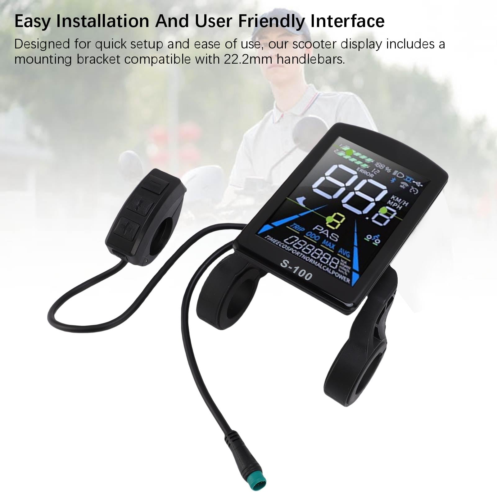 Bnineteenteam Schermo LCD Colorato Durevole Costruzione Electric Bike Display LCD, Cavo a Prova di Pioggia a 5, per Pendolarismo Quotidiano, Ciclismo, Campeggio