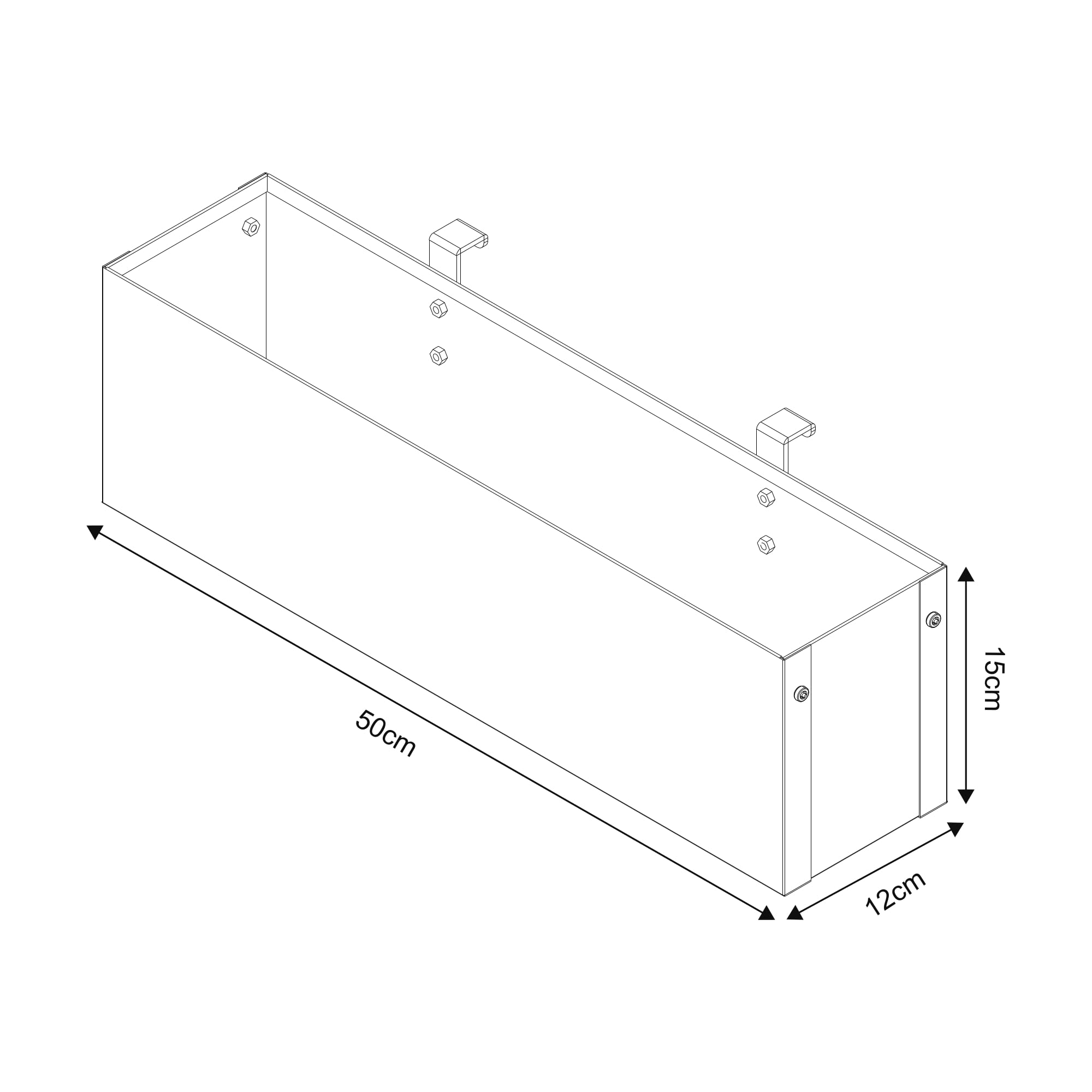 [en.casa] Jardinera Colgante con Orificios de Drenaje Macetero Exterior o Interior con 2 Ganchos para Flores Hierbas de Cocina Acero Galvanizado 50x12x15 cm - Antracita