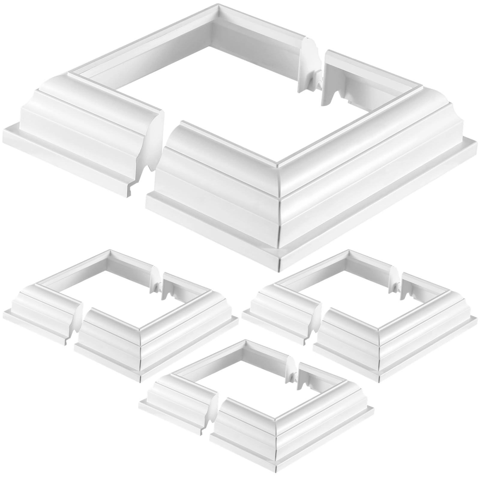 Column Wraps For Porch 4X4inch Vinyl Post Skirt-White Post Base