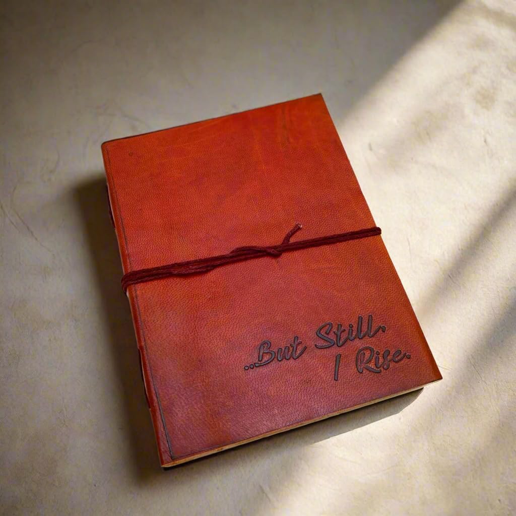Soothi, Still I Rise, Handmade Antique Leather Journal for Travel or Diary, Unlined, Brown, 8''x6''