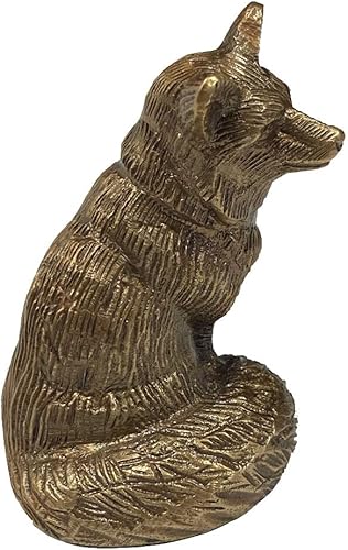 Miniatura 4 de Schooner Bay 2-1/2 pulgadas latón envejecido sentado zorro pisapapeles mesa cabaña decoración de cabaña