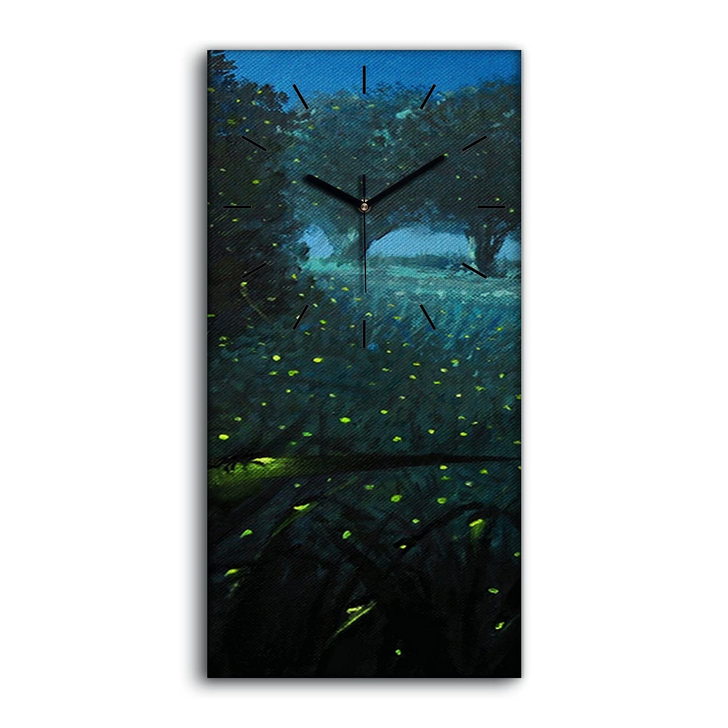 Horloge sur Toile Forêt de Nuit Évasion Poétique et Art Mural Silencieux 30x60cm