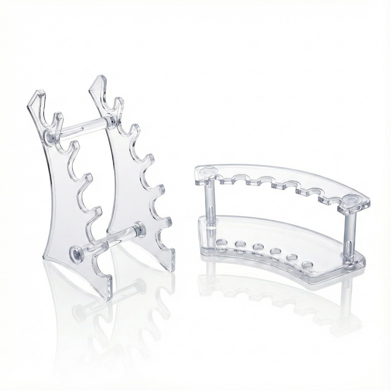 Hopzab 2 Pieces Acrylic Pen Holder Stand with 6 Slots, Transparent Organizer for Pens, Eyebrow Pencils, Makeup Brushes, Clear Display Rack for Office, Home, Store
