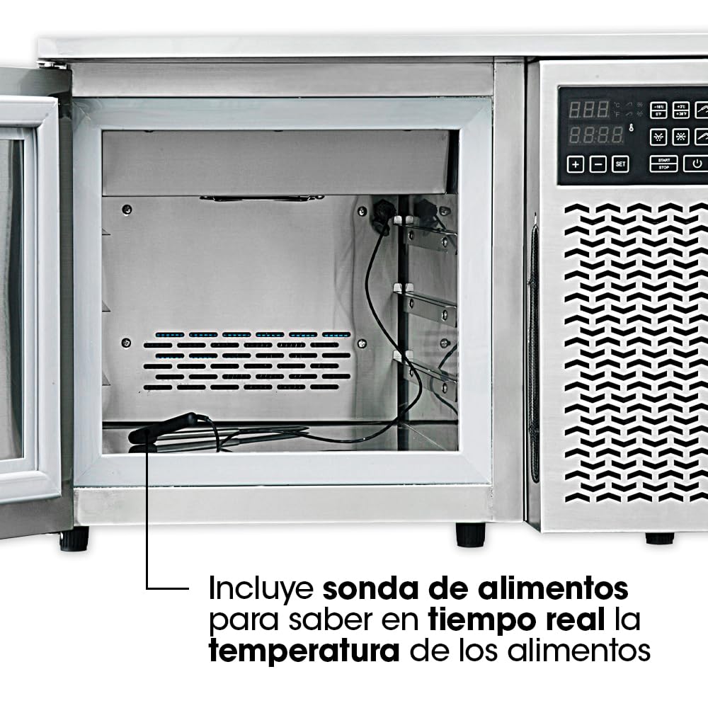 Vesta Precision Abatidor de Temperatura Compacto BF200 con Capacidad 3 Bandejas GN 1/2 | Hasta 7kg de Producción | Arcón Congelador para Enfriar y Congelar Alimentos en Tiempo Reducido