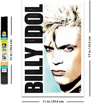 Scorpio Posters Billy Idol - Face - Officially Licensed - Mini Poster - 11 x 17 - with Black Wood Poster Holder