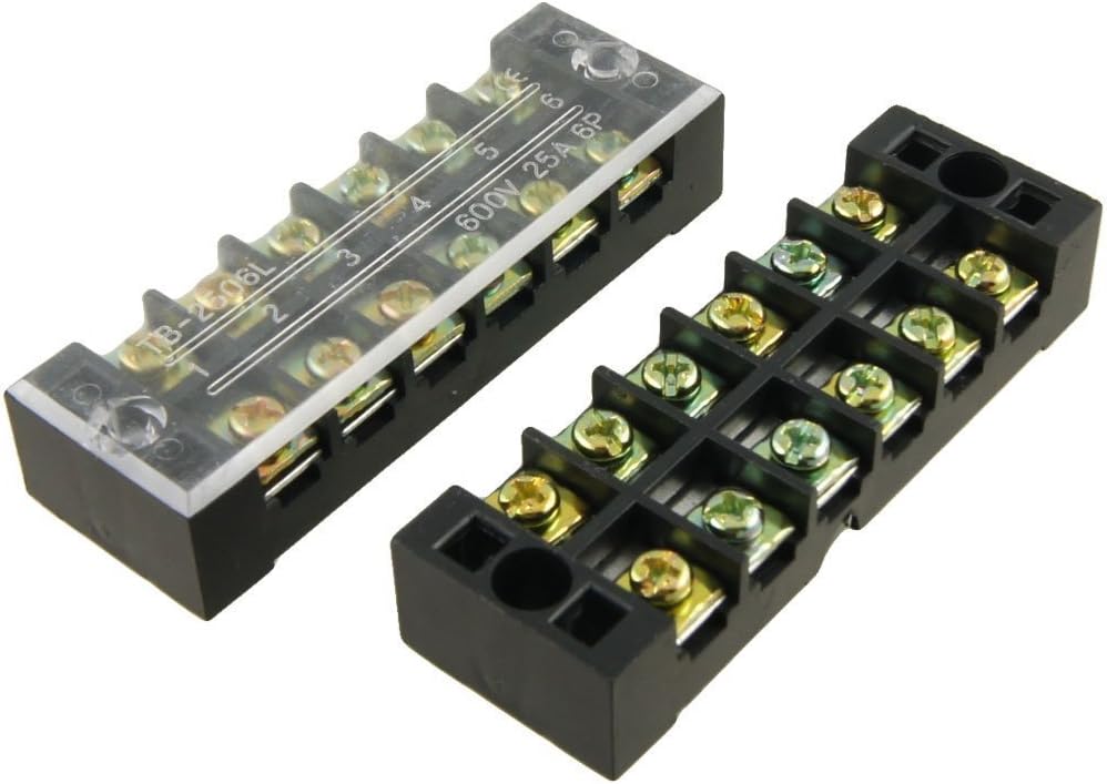 Baomain 2Pcs 6 Position Screw Terminal Covered Barrier