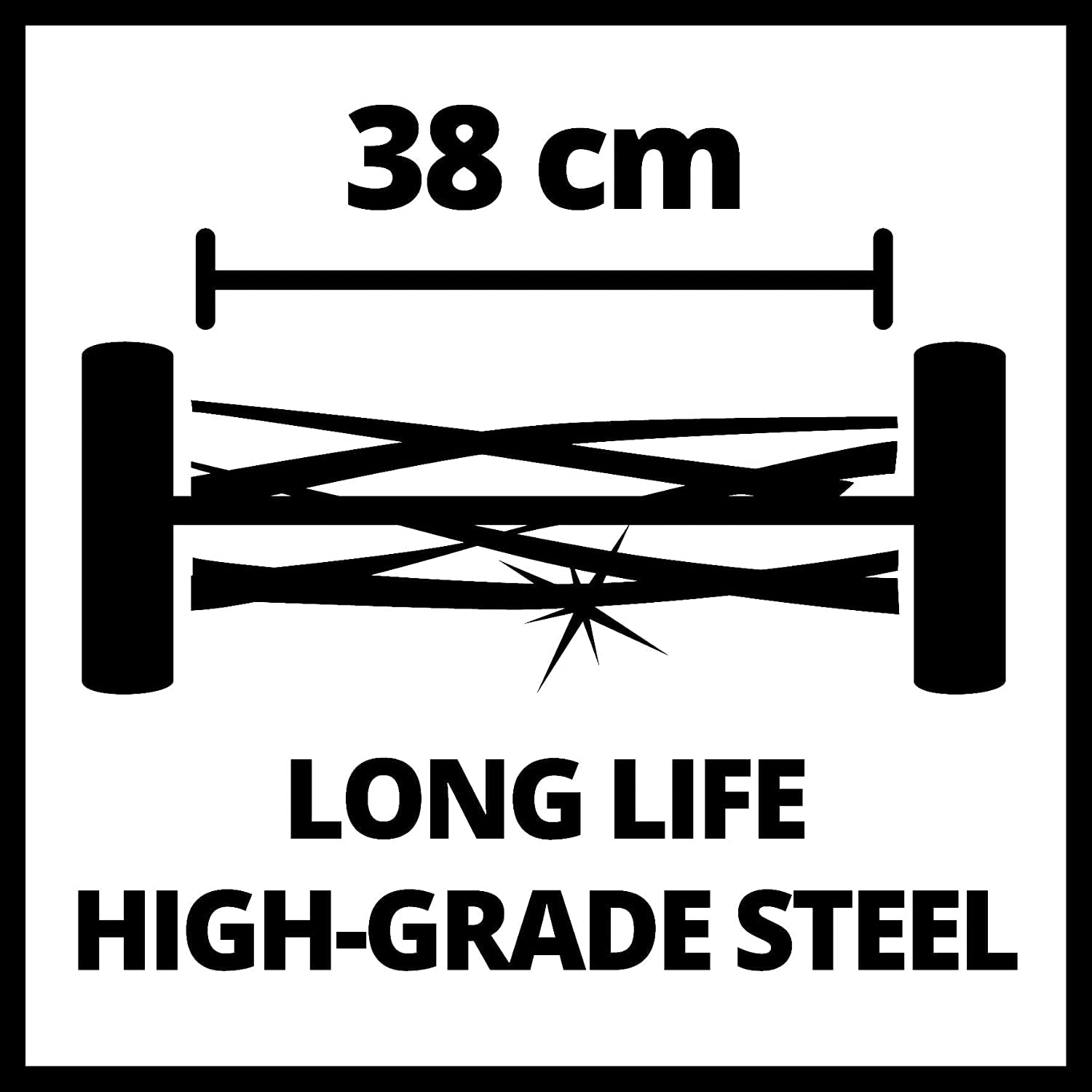 Einhell Hand-Rasenmäher GE-HM 38 S (38 cm Schnittbreite, 4-stufige Schnitthöhenverstellung, ohne Antrieb, für bis zu 250 m², 5 Schneidemesser aus hochwertigem Stahl), Schwarz/Rot