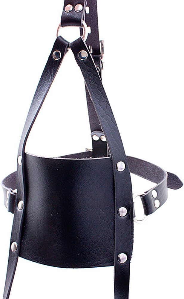 Panel Mouth Gag Harness Gag - Davidsource Panel Gag with Silicone Solid Ball Gag Lockable Leather Head Harness Bondage Gag BDSM Kit (Padlock 2 Pieces)