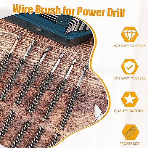 Image of Geiserailie Bore Brush Bristles Wire Brush for Power Drill Cleaning Wire with Hex Shank Handle for Power Drill Cleaning (40 Pieces,Stainless Steel)