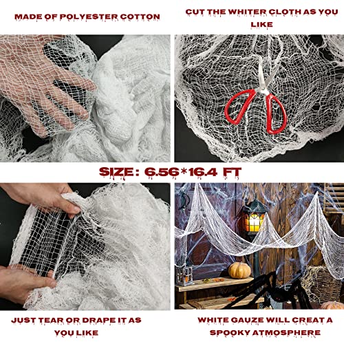 Joy Bang Halloween Spider Web Decorations Huge Creepy Cloth 200''X80'' Spider Web Fabric Halloween Spooky Gauze Fabric Decorations Haunted House Wall Tapestry Indoor Outdoor Cobwebs Decor #TOP2