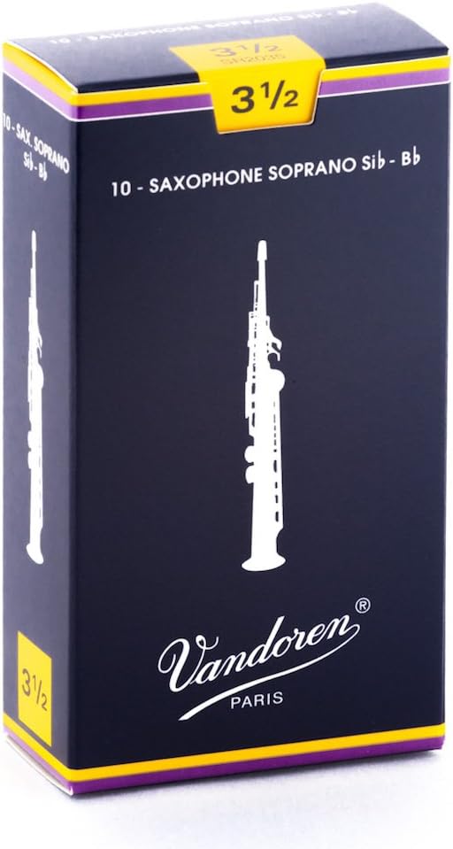 Vandoren Traditional Soprano Saxophone Reeds - Box of 10 - Strength 3.5
