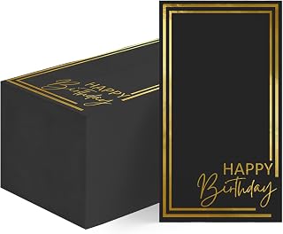 Horaldaily Happy Birthday Disposable Paper Decorative Guest Napkins, Black Gold Foil Celebration Hand Towel for Party Lunch Dinner Kitchen Bathroom