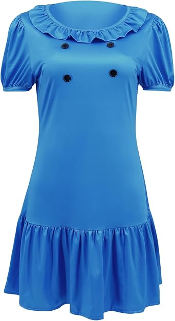 Lucy Costume Women Sally Brown Costumes Charlie Character Cosplay Halloween Puff Sleeve Dress for Adult