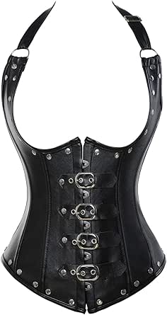 KIWI RATA Women's Steel Boned Vintage Corset Steampunk Gothic Bustier Waist Cincher Vest