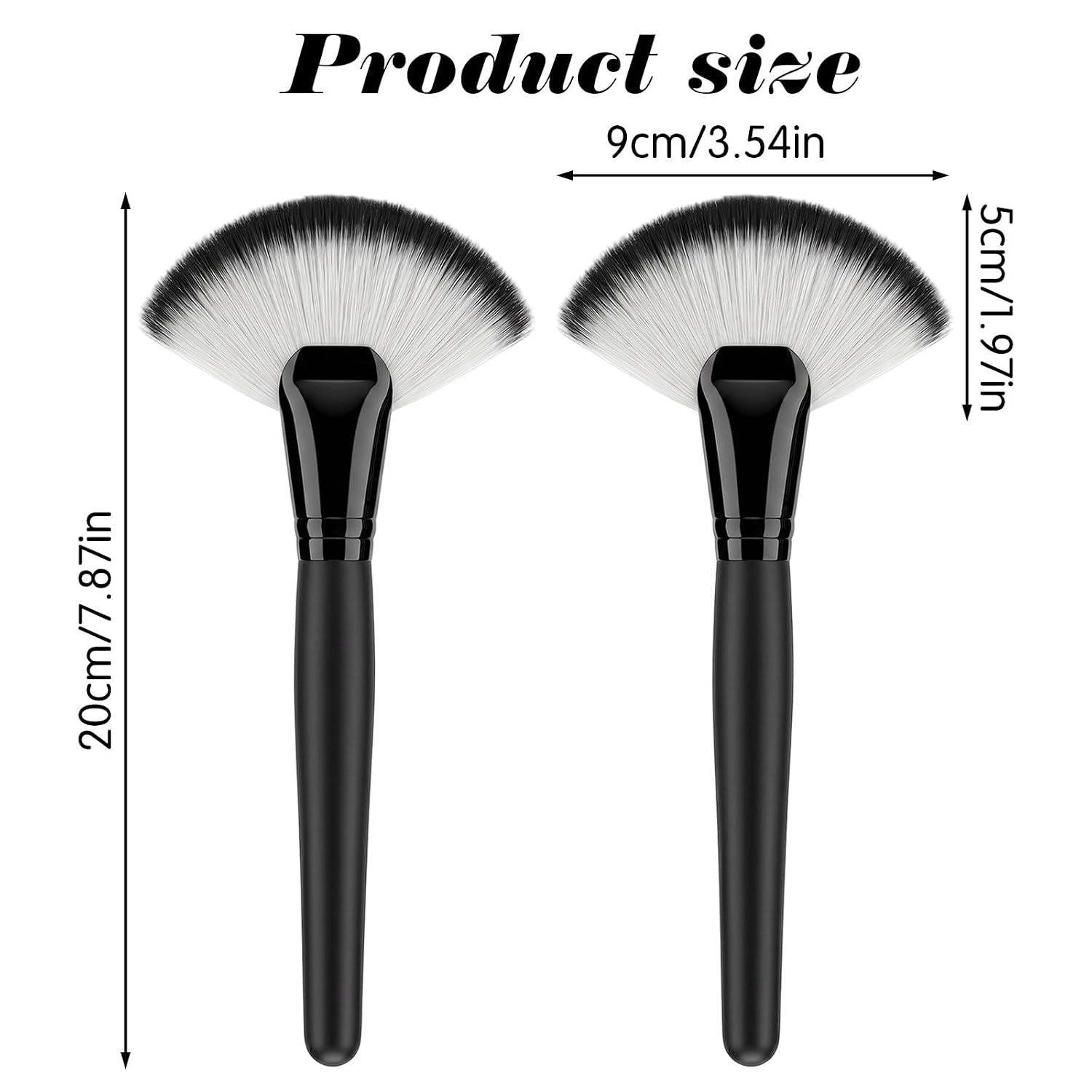 2PCS Fan Brushes Esthetician Facial Brushes Esthetician 7.87in Soft Fan Makeup Brush for Powder Blush Body Powder Brush Face Makeup Tools