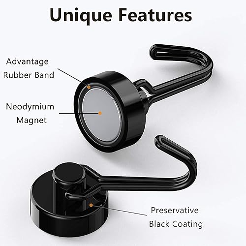 Miniatura 2 de Tohoer Ganchos magnéticos, gancho magnético de neodimio resistente de 30 libras con a prueba de óxido para colgar en interiores y exteriores,