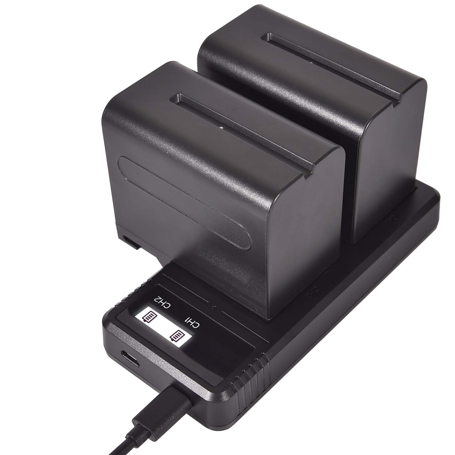 DSTE NP-F970 NP-F950 Rechargeable Battery (2PCS) and Smart LED Dual USB Charger, Compatible with Sony CCD-SC5, CCD-SC5/E, CCD-SC55E, CCD-SC55, CCD- SC6, CCD-SC65, CCD-SC7