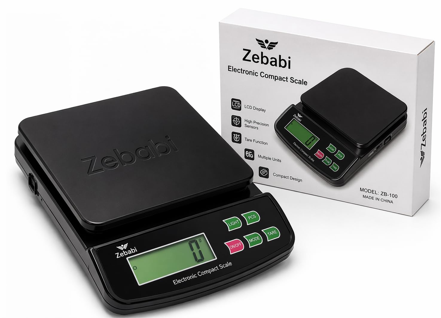 Electronic Compact Scale, LCD Display, High Precision Sensors, Tare Function, Multiple Units, 16x16x22 cm, Model ZB-100-image-12