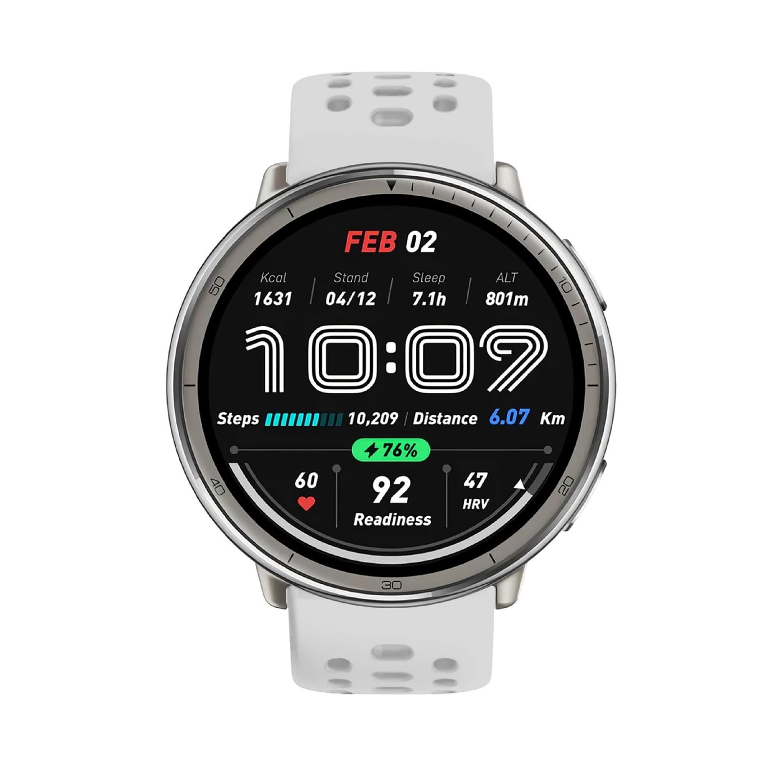 GIOPUEY Cinturini Compatibile con Amazfit Active 2, Morbido Silicone Cinturino [Resistente all'Usura] [Traspirante] - White