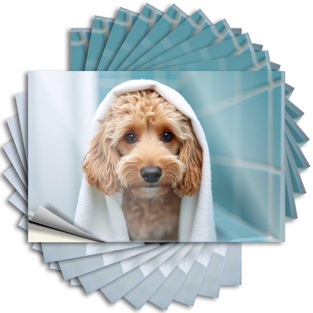 Abipuir Funny Sticker Adorable Dog Drying Off with A Towel Stickers 10Pcs Automotive Stickers Stickers for Car(12X18CM)