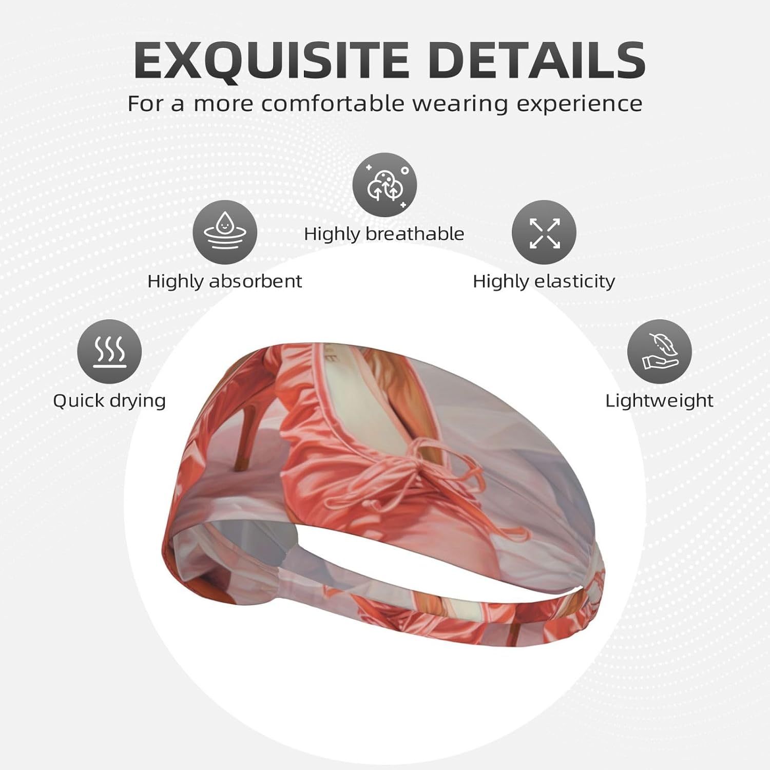 Sports Head Tie Workout Headbands Non Slip Sport Sweatbands Yoga Hairbands for Travel Fitness Athletic Moisture Wicking - Ballet Shoe