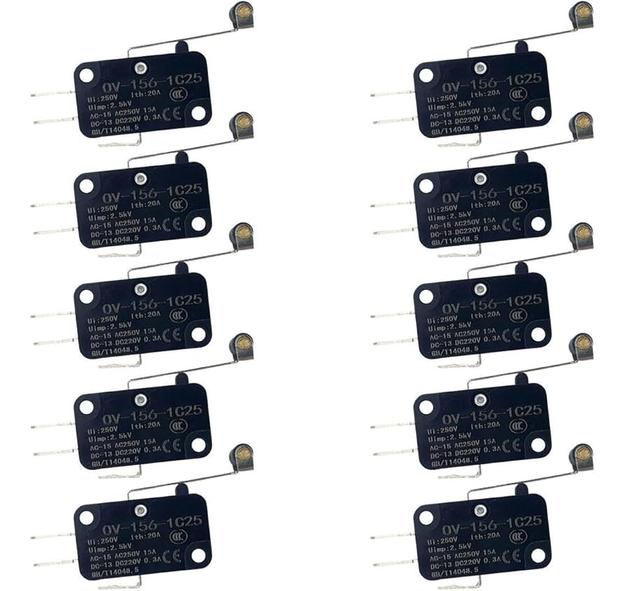 Chave Fim Curso V-156-1C25 15A Micro Switch Rolete Kit - 10