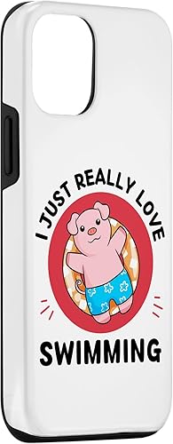 Miniatura 6 de iPhone 12 mini Cute Kawaii Pig I Just Really Love Swimming Lover Case
