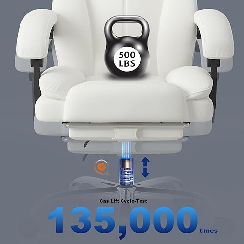 Miniatura 7 de Silla de oficina grande y alta, asiento ancho de 500 libras, silla de oficina ergonómica ejecutiva con respaldo alto y reposacabezas retráctiles,