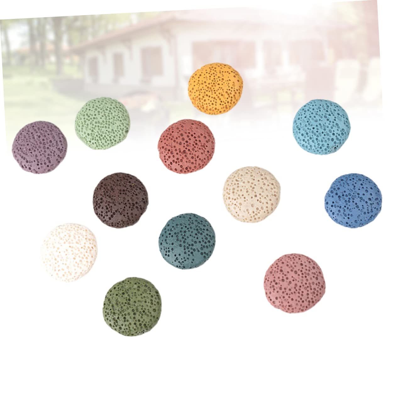Operitacx 36pezzi Volcanic Stone Beads Round Pendants for Jewelry Making for Bracelets Earrings and Accessories Mixed Colors