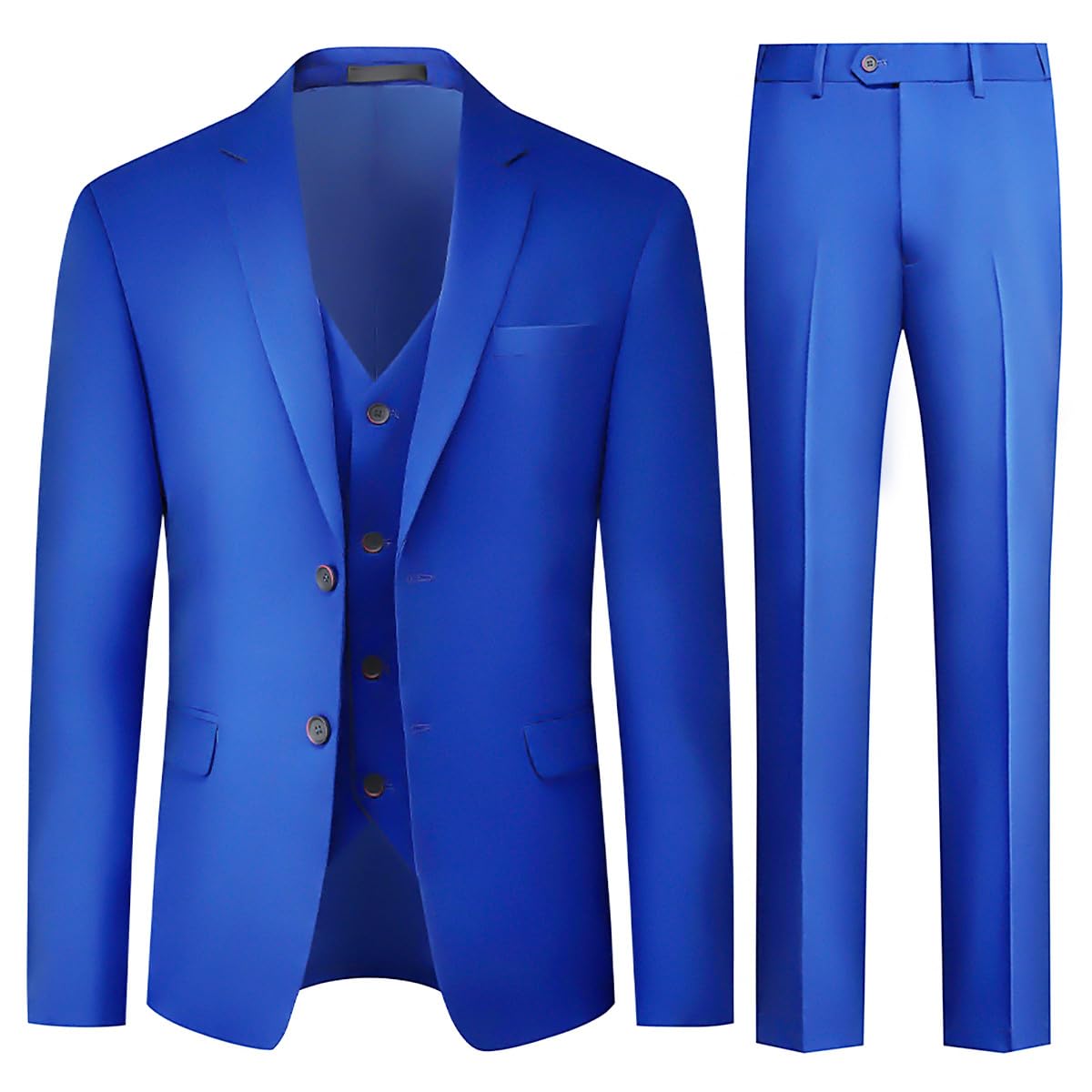 Allthemen Abito da Uomo Elastico 3 Pezzi Completo da Uomo Tinta Unita con Due Bottoni Slim Fit Formale Blazer Pantaloni Gilet
