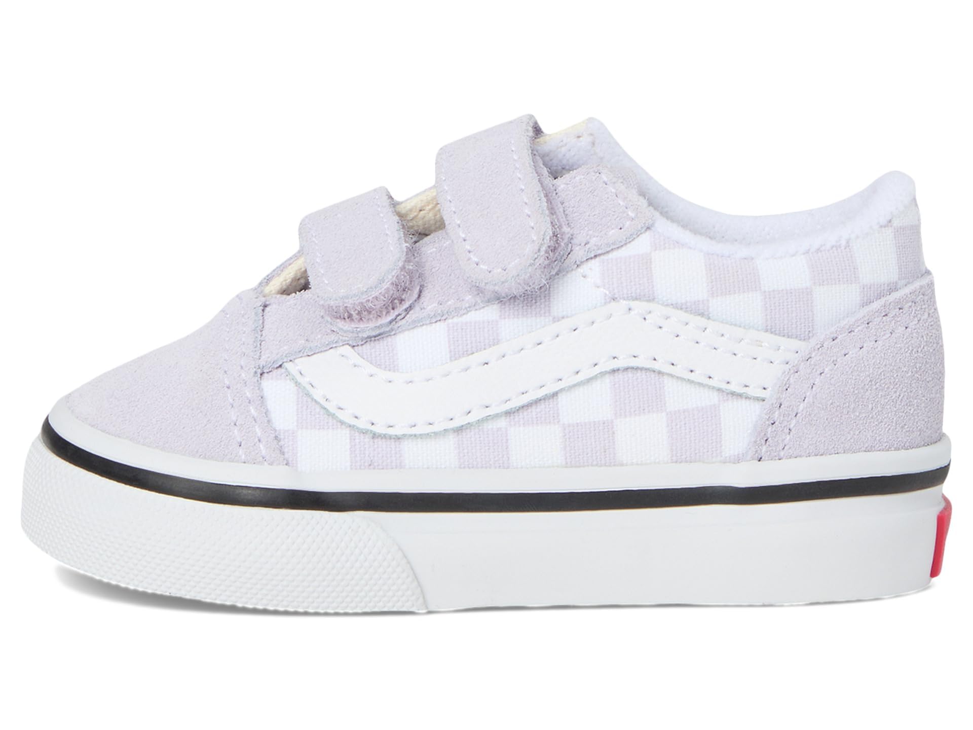 Vans Old Skool V Checkerboard lila Mädchenschuhe Sneaker mit Leopardenmuster Klettverschluss