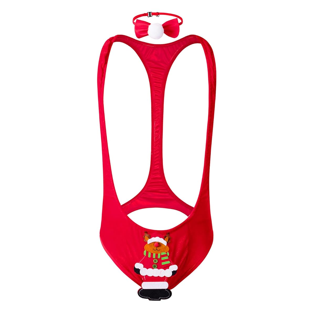 GENEMEN クリスマス メンズ ボディスーツ 蝶結び ワンピース 下着 ブリーフ セクシー ランジェリー コスプレ コスチューム