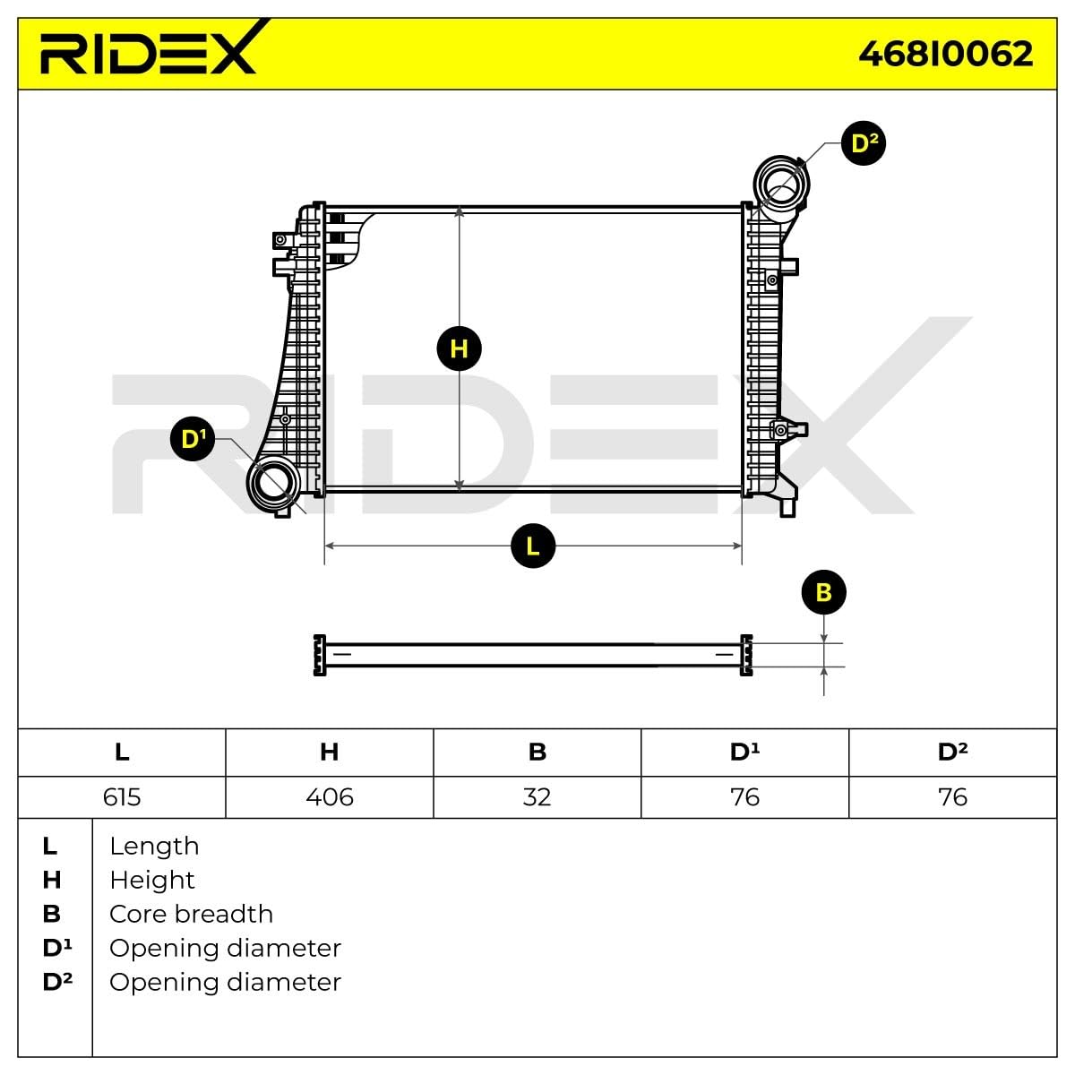 RIDEX 468I0062 Intercooler senza valvola EGR (ricircolo gas scarico) Compatibilità con VW Golf 5 Hatchback 1K1