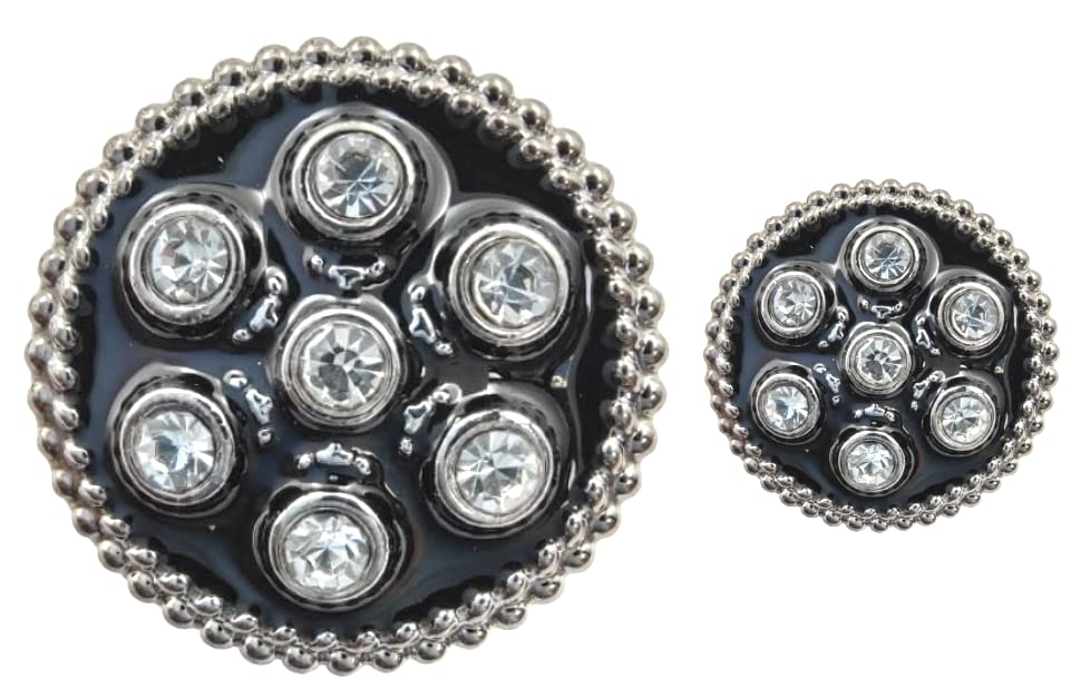 ani accessories Round Diamonds Shank Button (Pack of 16) 8 Big and 8 Small Pack for Clothes Double Breasted Coat Blazer Suit Bandhgala Sherwani and Indian Dresses Sports Coat (Black)-picture-50