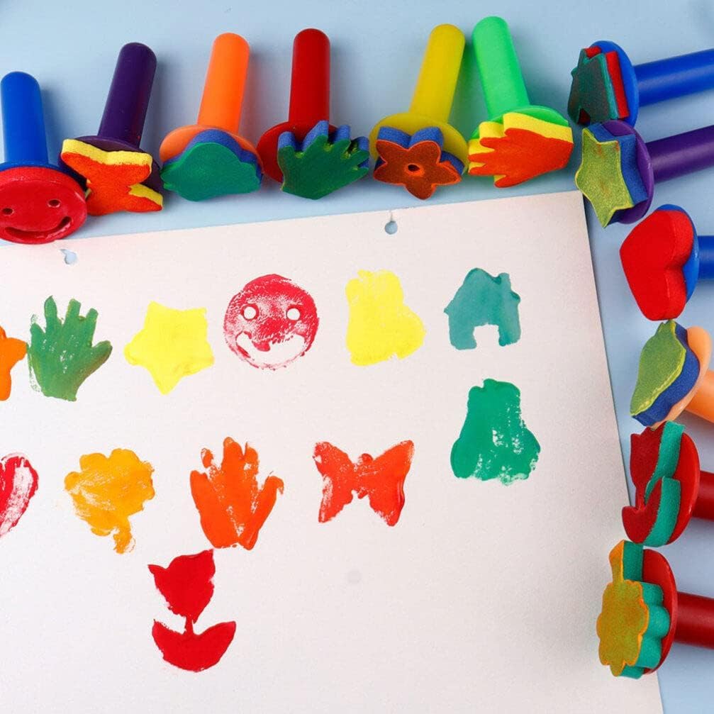 Sponsschilderkwastenset, 21 stuks, schilderset voor kinderen en peuters, schilderkwasten, spons, vroege opvoeding, tekengereedschap voor kinderen, doe-het-zelf leerverfsets