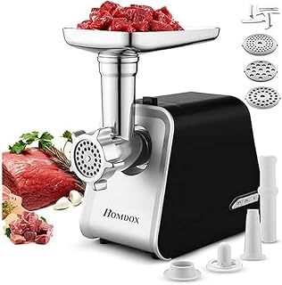 Nictemaw Fleischwolf, Elektrischer Fleischwolf 2000W, Multifunktionale Maschine mit 3 Mahlplatten und Wurstfüllrohren für den Hausgebrauch, Edelstahl Wurstmaschine, Wurstfüller Multi Küchenmaschine