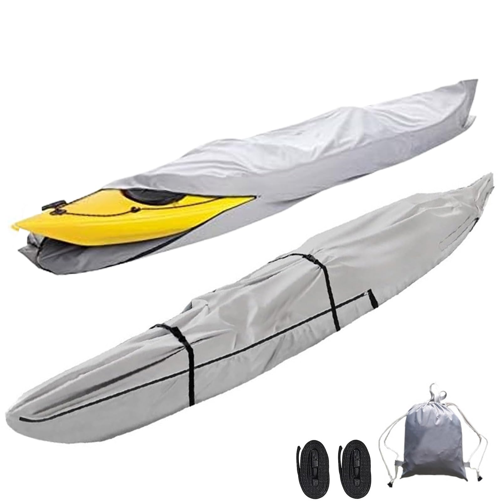 Kayak Cover with Zip,420D Kayak Canoe Cover 3m-5.5m Waterproof Kayaks Covers for Outside Storage Rain Protection UV Canoe Covers for Outdoor Storage(Gray,3.1 m/10ft)