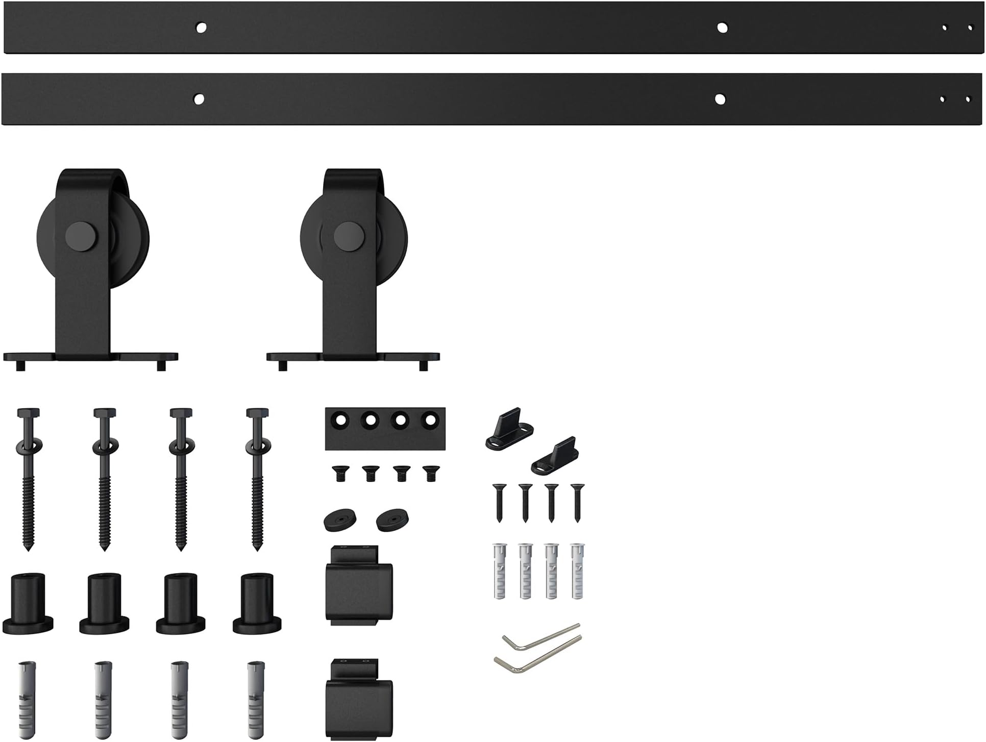 BARNSMITH 5FT Sliding Barn Door Hardware Kit Top Mounted Barn Door Track for Aluminum Glass Barn Door -Simple and Easy to Install,Floor Guide Included, for Wooden Barn Door Glass Barn Door
