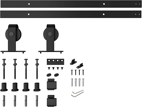 Miniatura 8 de BARNSMITH Panel de puerta de granero de vidrio de aluminio de 36 x 84 pulgadas, losa de puerta de vidrio templado esmerilado desmontada (accesorios