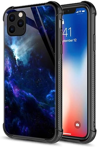 Miniatura 8 de Carcasa para iPhone 11, color negro y rojo en diseño de veta de madera, para hombres y niños, diseño gráfico de cristal templado 9H, a prueba de